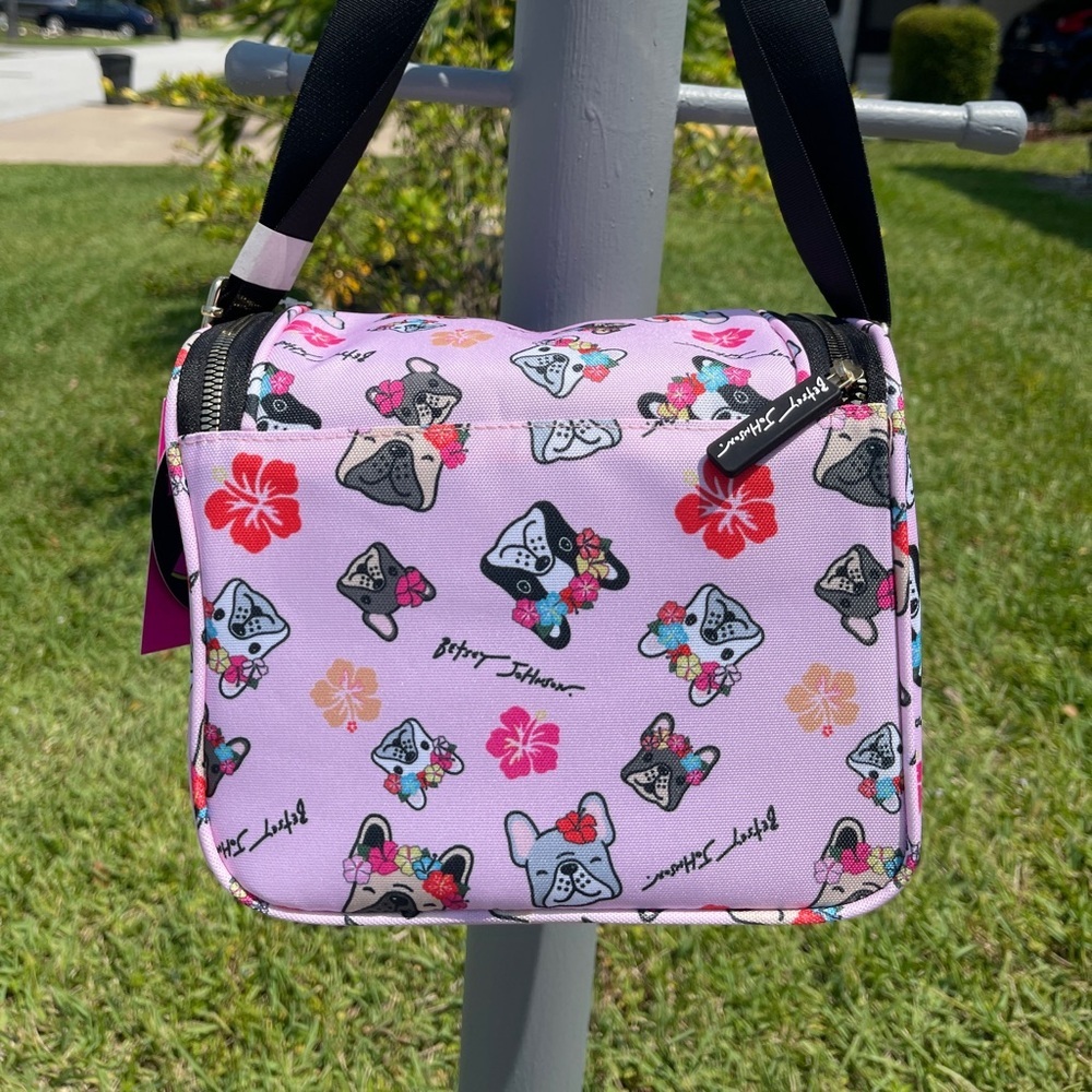 BETSEY JOHNSON Insulated Cube Lunch Tote In Flower Crown Pups - Picture 8 of 13